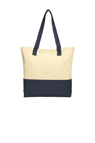 Port Authority Colorblock Cotton Tote (Natural/ Navy)