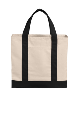 Port Authority Cotton Canvas Two-Tone Tote (Natural/ Deep Black)