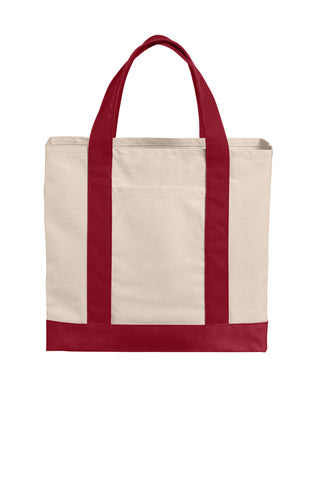 Port Authority Cotton Canvas Two-Tone Tote (Natural/ Deep Red)