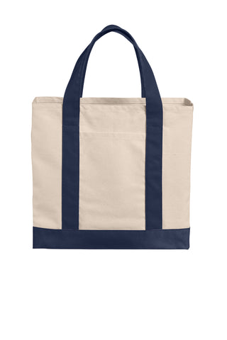 Port Authority Cotton Canvas Two-Tone Tote (Natural/ River Blue Navy)