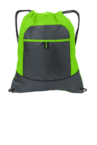 Port Authority Pocket Cinch Pack (Lime/ Deep Smoke)