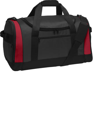 Port Authority Voyager Sports Duffel (Dark Grey/ Red)