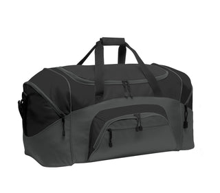 Port Authority Standard Colorblock Sport Duffel (Black/ Dark Charcoal)