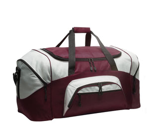 Port Authority Standard Colorblock Sport Duffel (Maroon/ Grey)