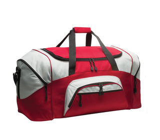 Port Authority Standard Colorblock Sport Duffel (Red/ Grey)