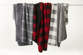 Port Authority Double-Sided Sherpa/Plush Blanket (Black/ Red Buffalo Plaid)