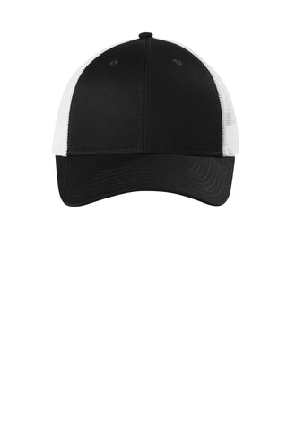 Port Authority Low-Profile Snapback Trucker Cap (Black/ White)