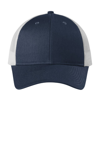 Port Authority Low-Profile Snapback Trucker Cap (Dress Blue Navy Heather/ Silver Mist)