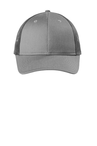 Port Authority Low-Profile Snapback Trucker Cap (Heather Grey/ Grey Steel)