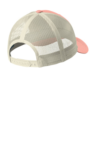 Port Authority Low-Profile Snapback Trucker Cap (Soft Coral/ Ecru)