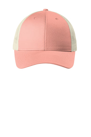 Port Authority Low-Profile Snapback Trucker Cap (Soft Coral/ Ecru)