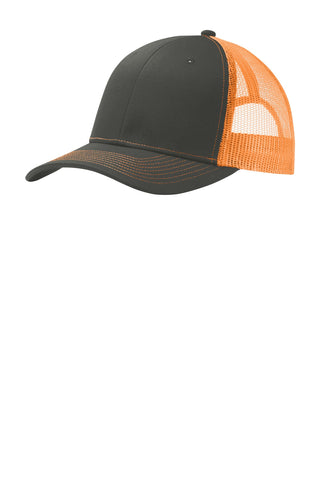 Port Authority Snapback Trucker Cap (Grey Steel/ Neon Orange)