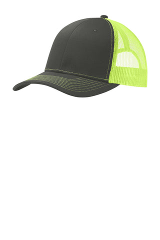 Port Authority Snapback Trucker Cap (Grey Steel/ Neon Yellow)