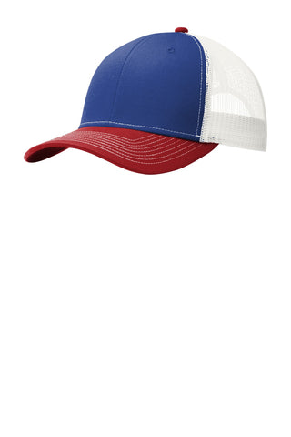 Port Authority Snapback Trucker Cap (Patriot Blue/ Flame Red/ White)
