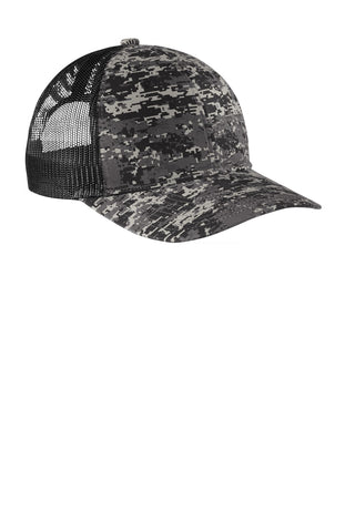 Port Authority Digi Camo Snapback Trucker Cap (Black Digi/ Black)