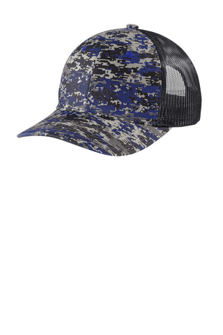 Port Authority Digi Camo Snapback Trucker Cap (Patriot Blue Digi/ Grey Steel)