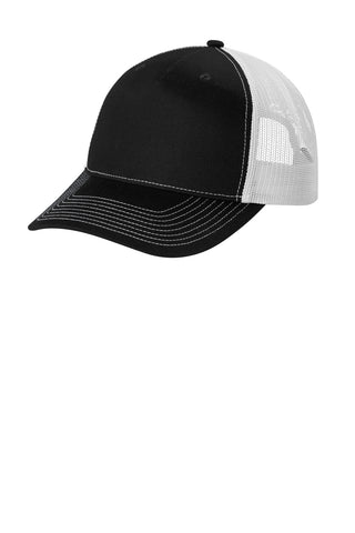 Port Authority Snapback Five-Panel Trucker Cap (Black/ White)