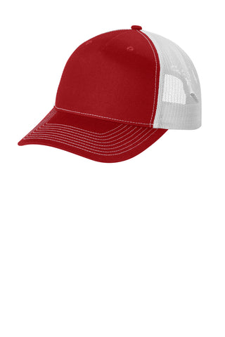 Port Authority Snapback Five-Panel Trucker Cap (Flame Red/ White)