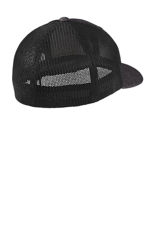 Port Authority Flexfit Melange Mesh Back Trucker Cap (Black/ Dark Charcoal Heather)