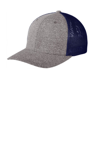 Port Authority Flexfit Melange Mesh Back Trucker Cap (True Navy/ Grey Heather)