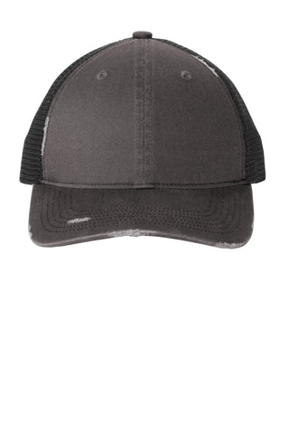 Port Authority Distressed Mesh Back Cap (Grey Steel/ Black)