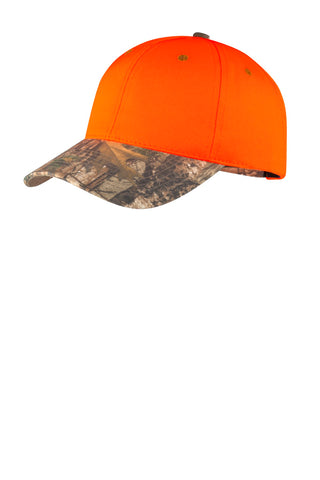 Port Authority Enhanced Visibility Cap with Camo Brim (Orange Blaze/ Realtree Xtra)