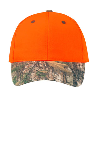 Port Authority Enhanced Visibility Cap with Camo Brim (Orange Blaze/ Realtree Xtra)