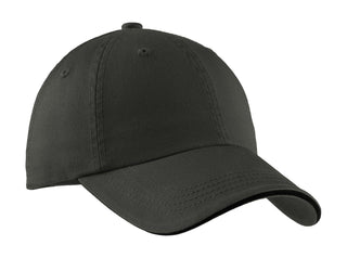 Port Authority Sandwich Bill Cap with Striped Closure (Charcoal/ Black)