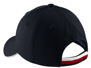 Port Authority Sandwich Bill Cap with Striped Closure (Classic Navy/ Red/ White)