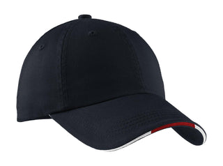 Port Authority Sandwich Bill Cap with Striped Closure (Classic Navy/ Red/ White)