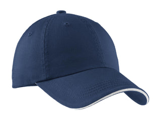 Port Authority Sandwich Bill Cap with Striped Closure (Ensign Blue/ White)