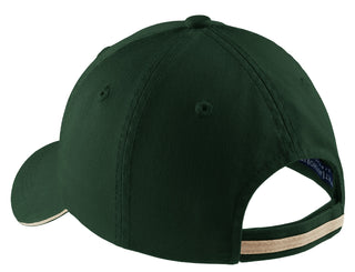 Port Authority Sandwich Bill Cap with Striped Closure (Hunter/ Stone)