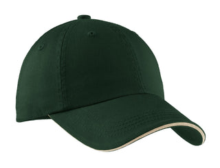 Port Authority Sandwich Bill Cap with Striped Closure (Hunter/ Stone)