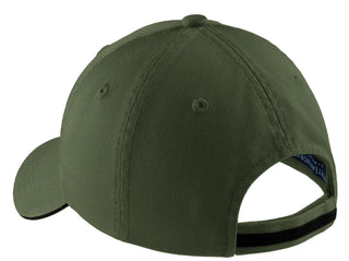 Port Authority Sandwich Bill Cap with Striped Closure (Olive/ Black)