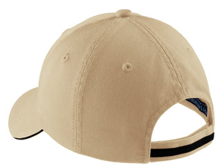 Port Authority Sandwich Bill Cap with Striped Closure (Stone/ Black)