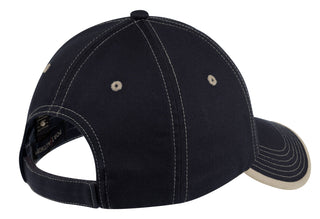 Port Authority Vintage Washed Contrast Stitch Cap (Navy/ Light Sand)