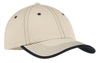 Port Authority Vintage Washed Contrast Stitch Cap (Stone/ Black)