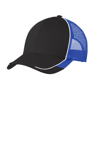 Port Authority Colorblock Mesh Back Cap (Black/ White/ True Royal)