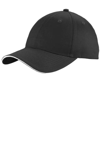 Port & Company Unstructured Sandwich Bill Cap (Black/ White)