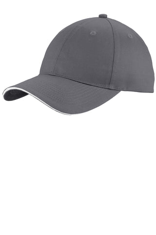 Port & Company Unstructured Sandwich Bill Cap (Charcoal/ White)