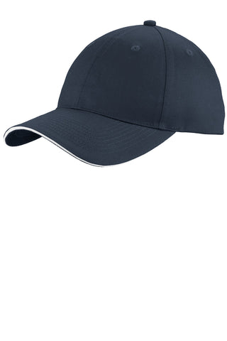 Port & Company Unstructured Sandwich Bill Cap (Navy/ White)