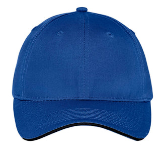 Port & Company Unstructured Sandwich Bill Cap (Royal/ Black)