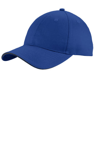 Port & Company Unstructured Sandwich Bill Cap (Royal/ Black)