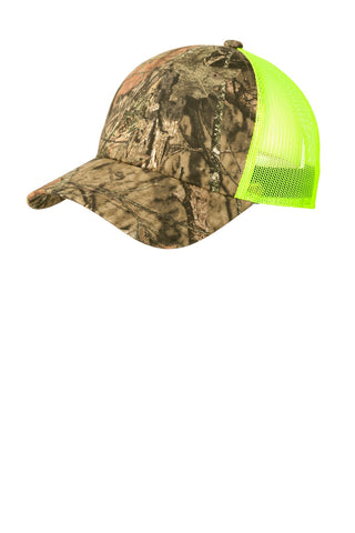 Port Authority Structured Camouflage Mesh Back Cap (Mossy Oak Break-Up Country/ Neon Yellow)