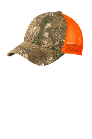 Port Authority Structured Camouflage Mesh Back Cap (Realtree Xtra/ Neon Orange)