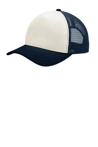 Port Authority 5-Panel Twill Foam Trucker Cap (Ivory/ Navy)