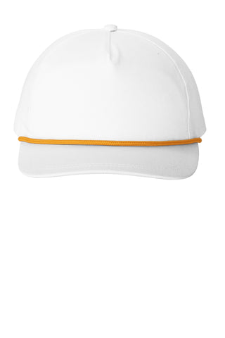 Port Authority Snapback Five-Panel Rope Cap (White/ Athletic Gold)