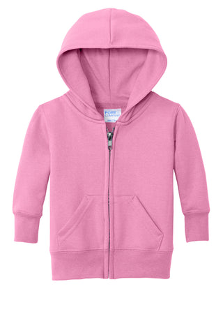 Port & Company Infant Core Fleece Full-Zip Hooded Sweatshirt (Candy Pink)