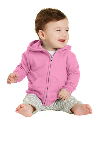 Port & Company Infant Core Fleece Full-Zip Hooded Sweatshirt (Candy Pink)