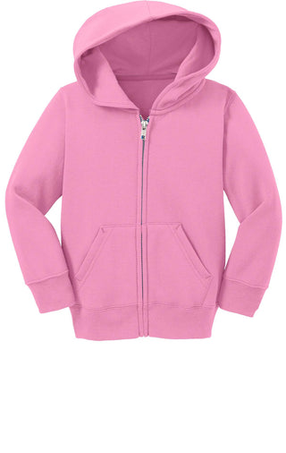 Port & Company Toddler Core Fleece Full-Zip Hooded Sweatshirt (Candy Pink)